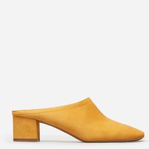Everlane Suede The Day Heel Mule Beige Mustard